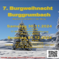 Plakat zur Burgweihnacht in Burggrumbach. Die Informationen darauf sind identisch mit dem Text auf der Homepage.